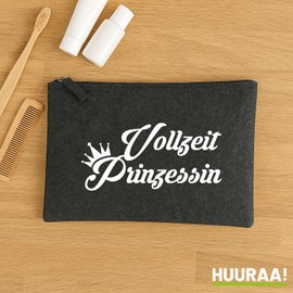 Huuraa Wash Bag Full Time Princess Crown Gift 1 Litre Charcoal Felt Full Time Princess Gift Idea