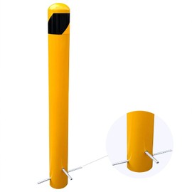 BIGalleons 46" Pour in Place Steel Bollard Post, 4-1/2" OD Safety Bollard Yellow Powder Coat, Metal Bollard Parking, Driveway Barrier