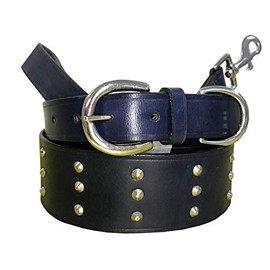 BRADLEY CROMPTON Genuine Leather Matching Pair Dog Collar and Lead Set M