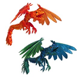 LifeBeWise 2Pack 3D Printed Dragon with Wings, Feathered Wyvern Dragon, Collectible Fantasy Dragons Figure for Anxiety Relief, Desktop Pet 3D Printed Animals Toy