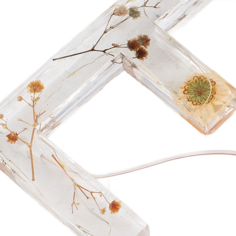Floral Resin Letter Light Dry Flower and Alphabet Shape LED