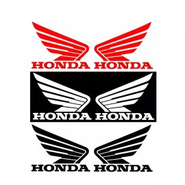 Honda 2 HONDA WING LOGO RED DECALS MOTORCYCLE RACING CAR STICKER RIGHT & LEFT SET TWO