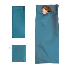 HDFCLUP Sleeping Bag Liner Adult Sleep Sack PortableTravel Sheets for Hotel Use Soft Hotel Sheets Alternativefor Camping Backpacking Hostel and Business TravelLightweight Compact 90x220cm (Blue)