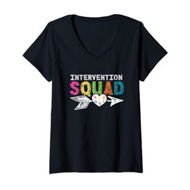Womens Cute Heart Hand Intervention Specialist Teacher Appreciation V-Neck T-Shirt