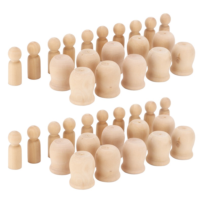 40Pcs Wooden Pegs Natural Unfinished Develop HandsOn Skills Wood Crafts