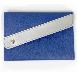 Pubblimania Faux Leather Document Wallet with Button Closure, Ideal for Insurance, Stamps or Travel Documents (Blue/Silver)