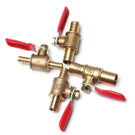 ExcInter 12mm Hose Barb Inline Water/Air Gas Fuel Line Shut-Off Brass Ball Valve 180 Degree Operation Handle