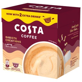 Costa Coffee Dolce Gusto Latte One Pod 10 x 16g, Silky and Smooth. Barista Creations now with 2 Extra Drinks. All in One Pod.