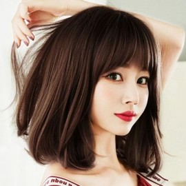 Full wig c-curl brown women's wig medium length natural (WFHBQ5H) / 통가발 c컬 브라운 여성용가발 중단발 네츄럴 (WFHBQ5H)