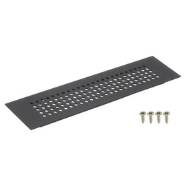 sourcing map Air Vents Cover, 1Pcs 200 x 50mm Aluminum Alloy Rectangle Air Return Vent Cover with Screw, Ventilation Grille Decorative Covers for Door Cupboard Wardrobe Shoes Cabinet (Black)
