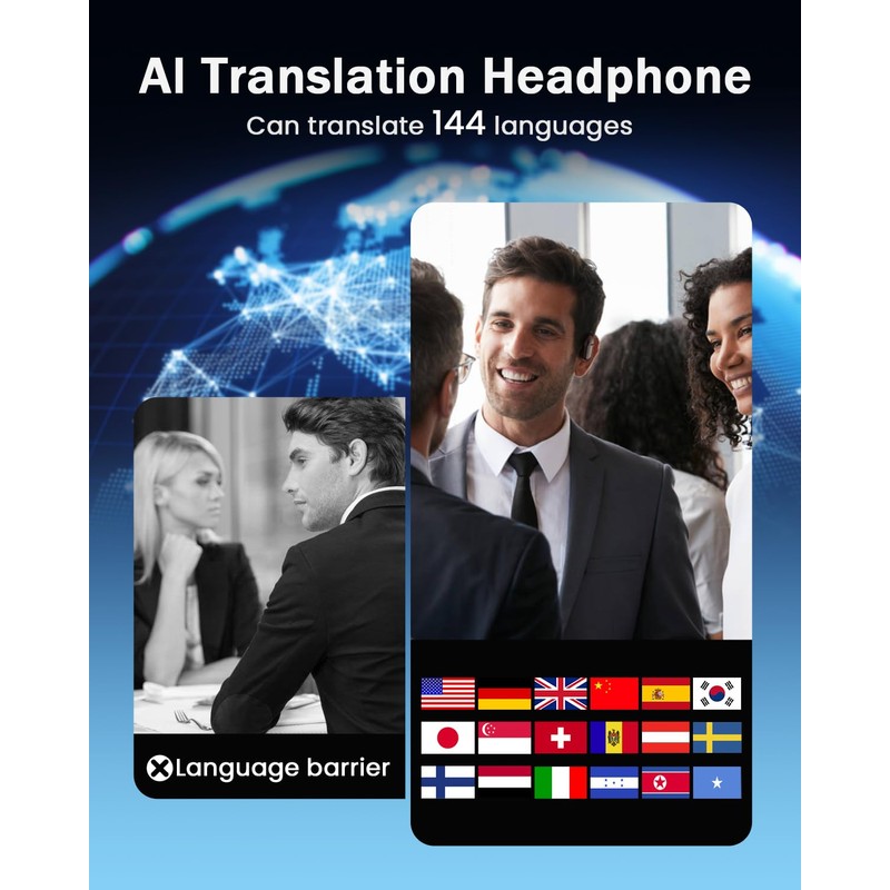 Translation Earbuds Real Time, LCD Touch Screen 4-in-1 AI Translator