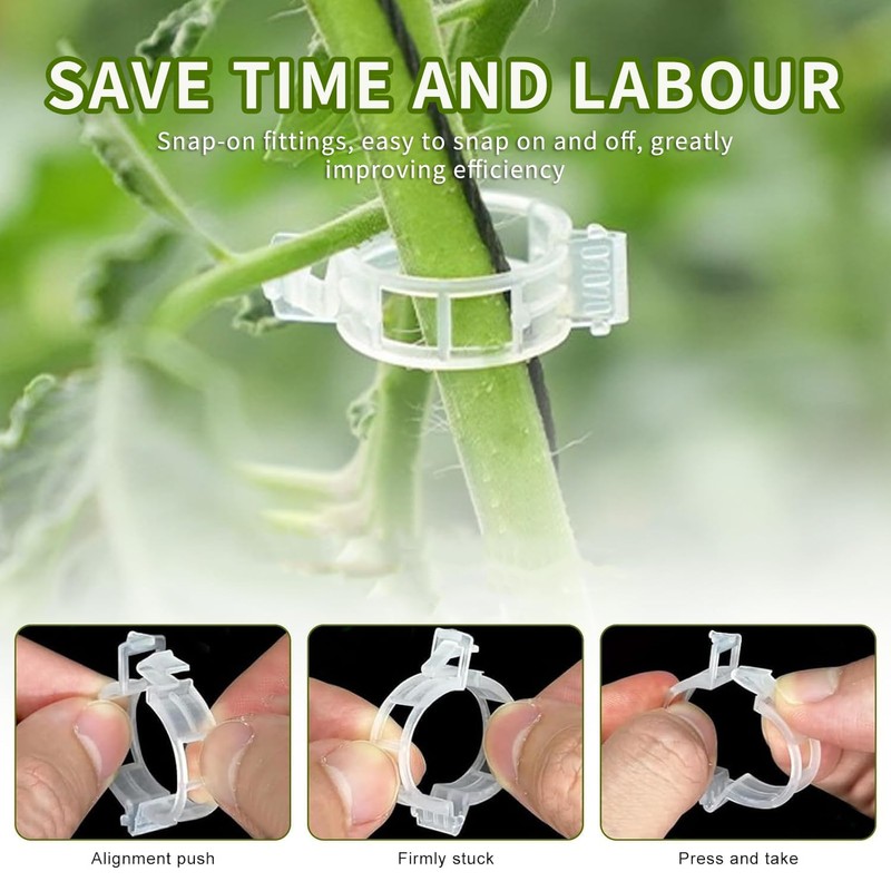 Secured Plastic Plant Clips, 2024 Combinable Plant Support Clips, Plastic