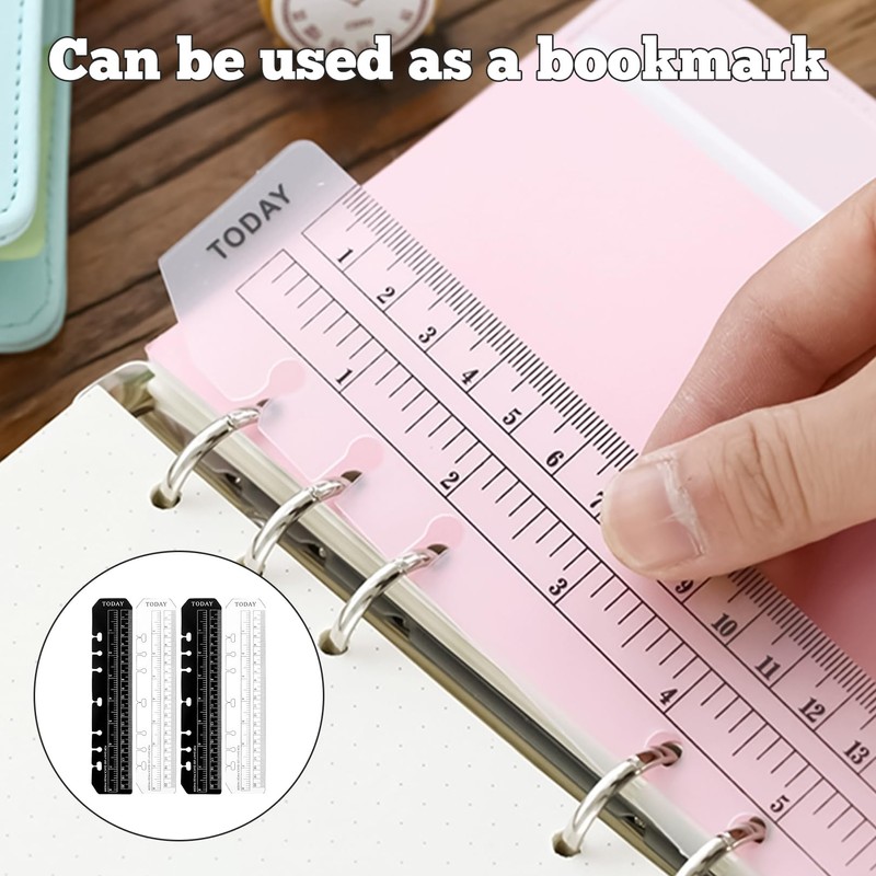 Pack of 4 A5 Ruler Bookmarks 20 cm Black for