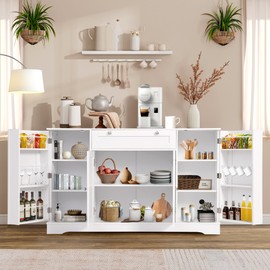 MAGIC UNION 54" Modern Buffet Cabinet with Storage, Wood Sideboard Cabinet with Drawer, Coffee Bar Cabinet with Doors and Adjustable Shelves, Kitchen Pantry Storage Cabinet for Living Room (White)