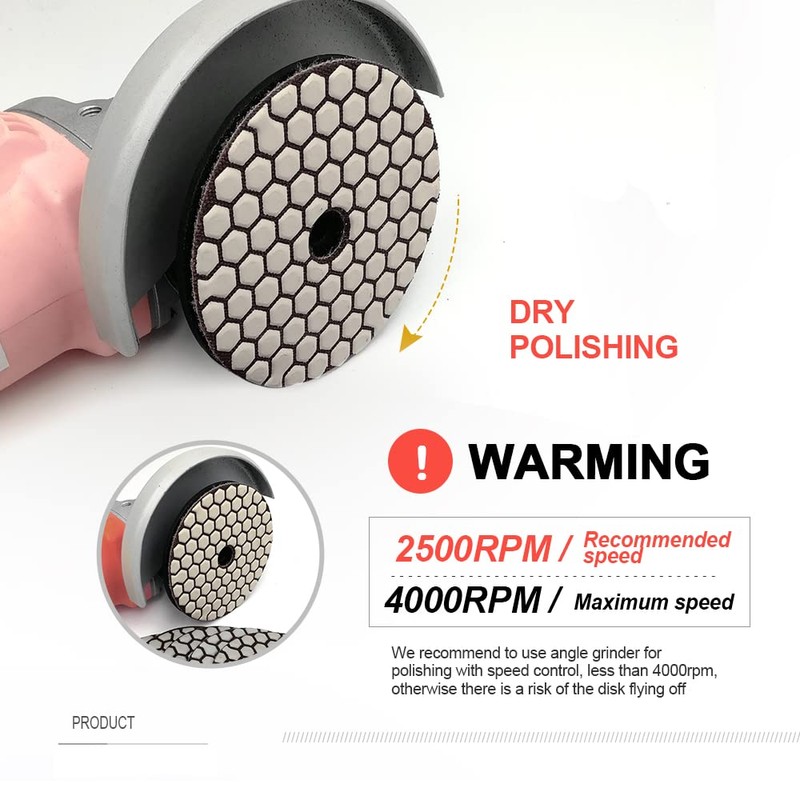 SHDIATOOL Dry Diamond Polishing Pads 7PCS Set Mixed Grits and