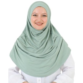 Prien Ready To Wear Hijab For Women, Instant Turban, Soft Muslim Scarf For Prayer, Long Hijabs, Islamic Clothes, Jersey Abaya (Light Green)