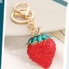 ARFUKA Keyring Rhinestone Strawberry Pendant Keychain 3D Animal Iced Out