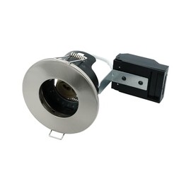 Leyton Lighting FN-F-BN GU10 Fixed Downlight, IP20, 85mm, Brushed Nickel, Loop in/Out, Open Back