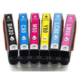 EPSON IC6CL80L 6 Pack Set (ICBK80L x 1, ICC80L x 1, ICM 80L x 1, ICY80L x 1, ICLC80L x 1, ICLM80L x 1), Extra Type, Compatible Ink Cartridge for Epson with IC Chip, Remaining Charge Indicator Function