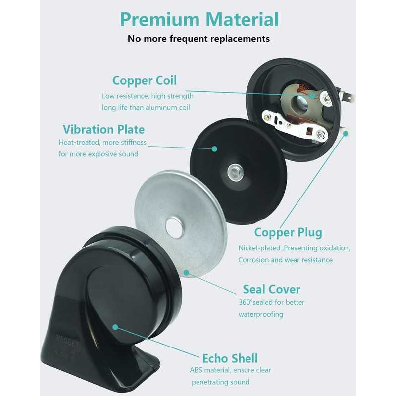 NEOGET Car Horn Kit for New Hyundai/Kia 12V Loud Waterproof