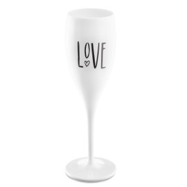 Koziol 3780525 Plastic Champagne Flute with Print, Opaque White, 5.7 x 5.7 x 19.1 cm
