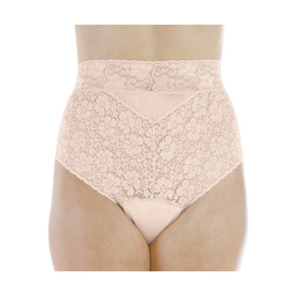 6-Pack Women's Beige Lovely Lace Regular Absorbency Incontinence Panties 3X (Fits Hip 49-51")
