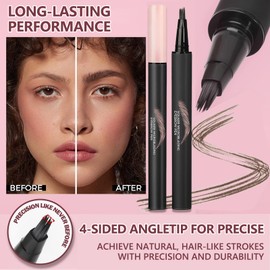 Eyebrow Pencil, Brown Eye Brow Pen with Angled Brush- Waterproof, Lasts All Day - Easy to Color for Realistic Hair-Like Brows - Wild Natural Brown Eyebrow Pencil - MOCHA