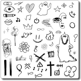 CHARLENT Small Doodles Temporary Tattoos For Adults - 9 Sheets Cute Tiny Fake Tattoos for Face Hand Finger/Realistic/Long Lasting