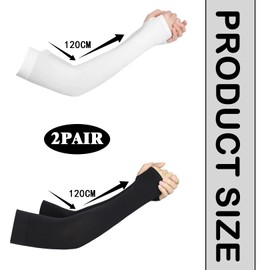 2 Pairs of Arm Warmers, Ice Silk Sleeves, Sun Protection, Sleeves UV Sun Protection, Arm Warmers, Gaming Arm Sleeves, Cycling Men, Arm Warmers with Thumb Holes for Women, Men, Football, Basketball