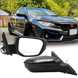 Passenger Side Mirrors Fit For 2016 2017 2018 2019 2020 2021 Black Honda Civic LX SE Sport Door Exterior Mirrors 3Pin Power Adjust, Non-Heated, Non-Folding, Replacement 76258TBAA02ZA HO1320283