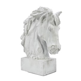 Galt International 18" Horsehead Resin Wood-Look Tabletop Sculpture Mantle Entryway Table Foyer Home Decor Statue (White)