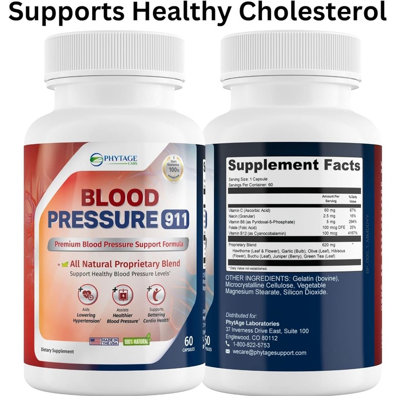 Phytage Labs Blood Pressure 911 Premium Supplement - BP Support