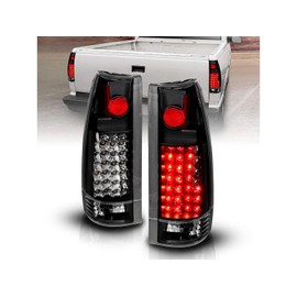 AmeriLite for 1988-2000 Chevy GMC C/K Truck Suburban SUV Yukon Clear Red LED Replacement Tail Lights w/Bulb Set - Passenger and Driver Side