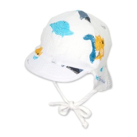 Sterntaler Unisex Children's Reversible Peaked Cap Neck Dinos Children's Hat, ecru