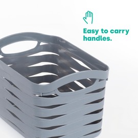 LIVIVO Set of 3 Storage Baskets Kaari – Weaved Stackable BPA Free Multipurpose Organiser Bins For Kitchen, Bathroom, Living Room, Bedroom, Desk, Makeup, Cosmetics, Home & Office (Small)