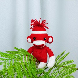 Plushland Adorable Sock Monkey, The Original Traditional Hand Knitted Stuffed Animal Toy Gift-for Kids, Babies, Teens, Girls and Boys Baby Doll Present Puppet 6 Inches