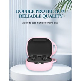 Case for JBL Live Pro 2 Wireless Noise Canceling Earbuds, Soft Silicone Protective Portable Scratch Shock Resistant Shell with Cleaner Kit & Carabiner & Lanyard，Pink