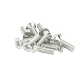 M4 (4mm x 20mm Inc Head) Pozi Countersunk Machine Screws - BZP Steel (Pack of 20)