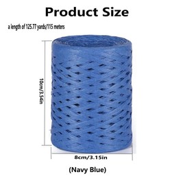 Raffia Paper Craft Ribbon,Kraft Raffia Ribbon,Natural Raffia String Kraft Craft Packing Paper Twine,Raffia Paper Craft Ribbon Packing Paper Twine for Gifts DIY Supplies Flower (Navy Blue)