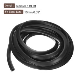 sourcing map sourcing map U Channel Edge Trim, 19.7ft Length Rubber Guard Seal Strip Edge Protector Flat Type Fit for 10mm Edge, (9/16" W x 15/32" H) Black