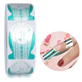 G2PLUS 500 Stück Nagelschablonen Selbstklebende Verlängerungsfolie Modellierschablonen Modellier für künstliche Fingernagel（Grün）