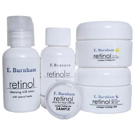 E. Burnham Retinol Beauty Trial/Travel Kit – 5 Piece Set with Retinol Cleansing Milk Lotion, Face Toner, Night Cream, Eye Cream and Day Cream