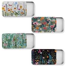 Moxweyeni 4 Pack Dental Floss Portable Case Portable Floral Dental Floss Dispenser Refillable Travel Cotton Swab Dispenser Suitable for Travel, Dates, Dinners, Hotels and Outdoor Activities