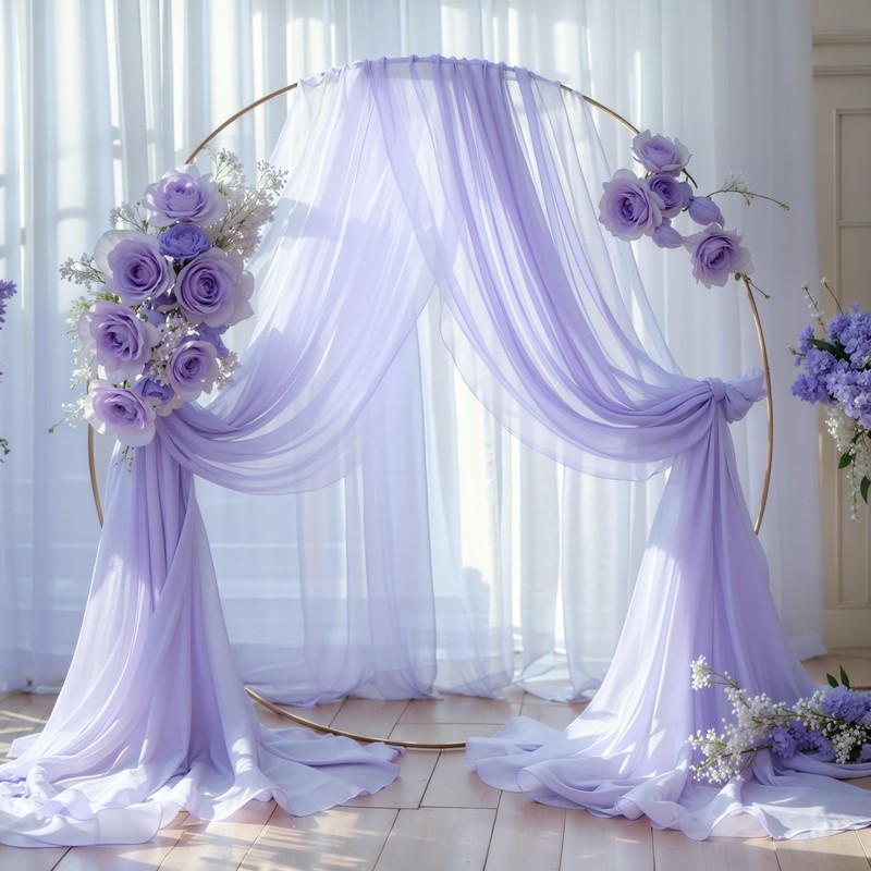 Wedding Arch Draping Fabric, 2 Panels 18FT Purple Sheer Backdrop