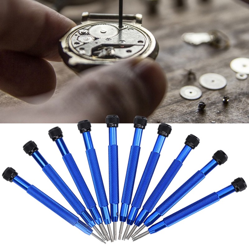 10Pcs Professional Watch Screwdriver Watch Repairing Tool with Storage Box