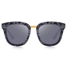 MERRY'S Women Polarized Sunglasses Cat eye Sun glasses Metal Temple S6082 (Silver, 51)