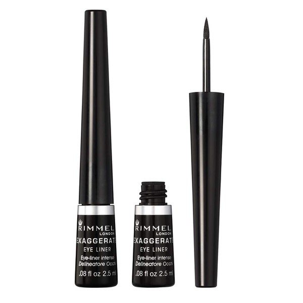 Rimmel Exaggerate Felt Tip Eye Liner, Black - Easy Precise Application Long Lasting Felt Tip Liquid Eye Liner Pen