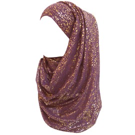 Lina & Lily Sparkle Gold Glitter Foil Hijab Head Scarf for Women (Purple)