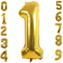 PartyMart gold Foil Balloons Number 1, 42 inch