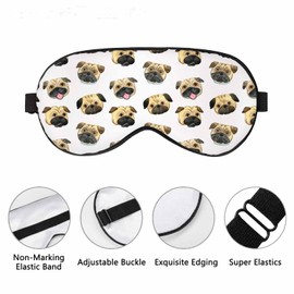 Vnwoalu Pugs Heads Sleep Eye Mask Watercolor Cute Dog Head Men Women Sleep Mask with Adjustable Strap Eye Cover Eye Shade for Travel, Nap,Meditation